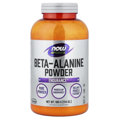 Бета-аланін, Beta-Alanine, Now Foods, Sports, чистий порошок, 500 г