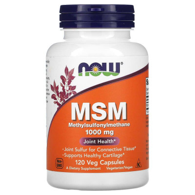 Метилсульфонілметан, MSM, Methylsulfonylmethane, Now Foods, 1000 мг, 120 вегетаріанських капсул