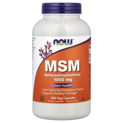 МСМ, Метилсульфонілметан, MSM, NOW Foods, 1000 мг, 240 вегетаріанських капсул.