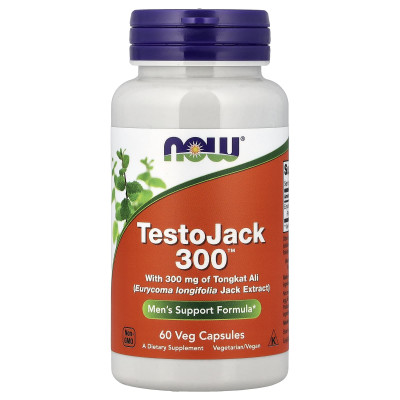 Тонгкат алі, TestoJack 300, Now Foods, репродуктивне здоров'я чоловіків, 300 мг, 60 вегетаріанських капсул