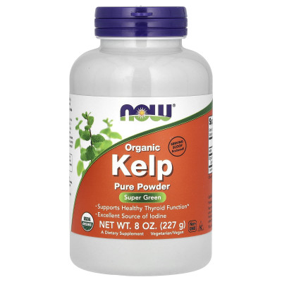 Бурі морські водорості, ламінарія, Kelp, NOW Foods, органічний порошок, 227 г
