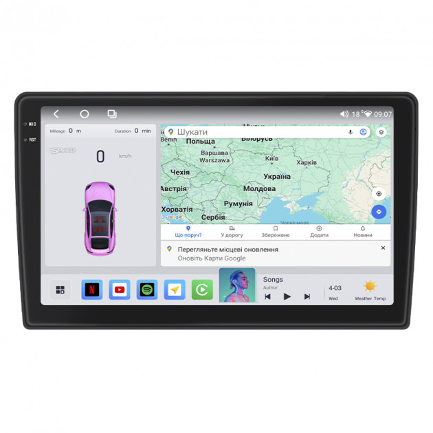 Штатная магнитола Lesko для Kia Optima II 2005-2008 экран 9" 4/64 QLED CarPlay 4G Wi-Fi GPS 360 Prime