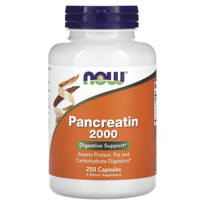 Панкреатин, Pancreatin 2000, Now Foods, 2000 мг, 250 капсул