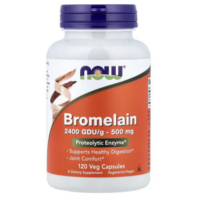 Бромелайн, Bromelain, NOW Foods, 500 мг, 120 вегетаріанських капсул