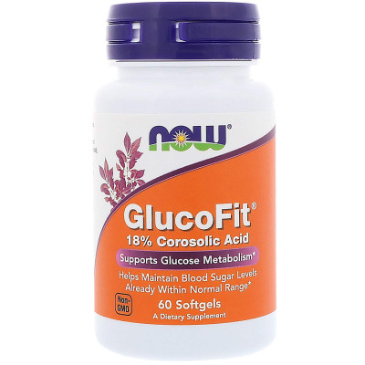 Контроль цукру, GlucoFit, Now Foods, коросолова кислота, 60 гелевих капсул