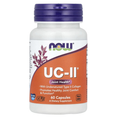 Колаген типу II, Collagen, Now Foods, для здоров'я суглобів, неденатурований, 60 вегетаріанських капсул