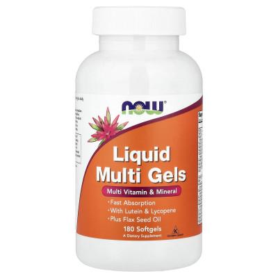 Мультивітаміни, Liquid Multi Gels, Now Foods, 180 гелевих капсул