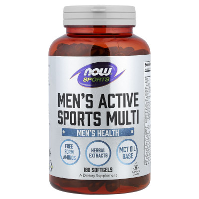 Мультивітаміни для чоловіків, Men's Active Multi, Now Foods, Sports, 180 гелевих капсул
