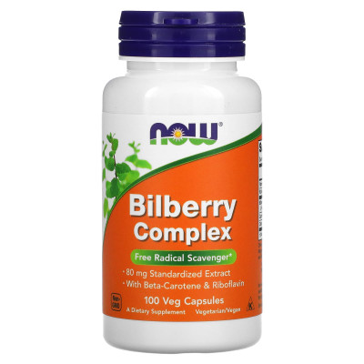 Чорниця для зору, Bilberry Complex, Now Foods, комплекс, 100 вегетаріанських капсул