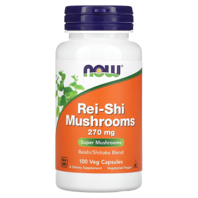 Гриби рейші та шиїтаке, Rei-Shi Mushrooms, Now Foods, 100 вегетаріанських капсул