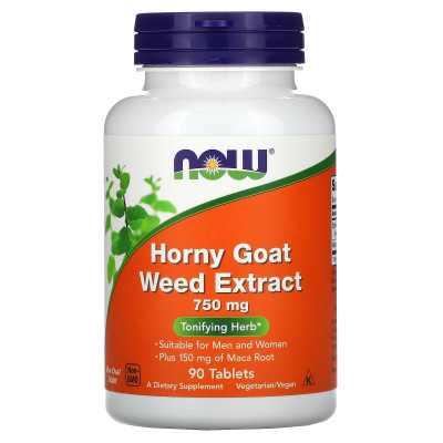 Горянка з макою (Horny Goat Weed), Now Foods, екстракт, 750 мг, 90 таблеток
