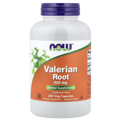 Корінь Валеріани, Valerian Root, Now Foods, 500 мг, 250 вегетаріанських капсул