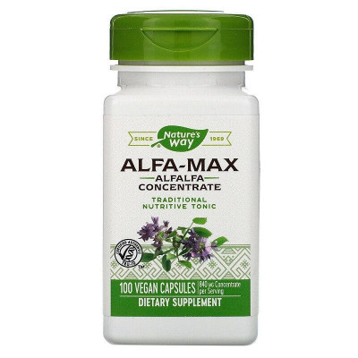 Альфальфа Макс, Alfa-Max, Nature's Way, концентрат, 840 мг, 100 веганських капсул (420 мг на капсулу)
