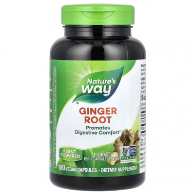 Корінь імбиру, Ginger Root, Nature's Way, 1100 мг, 180 вегетаріанських капсул (550 мг в одній капсулі)