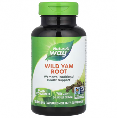 Дикий ямс, Wild Yam, Nature's Way, корінь, 700 мг, 180 веганських капсул (350 мг в капсулі)