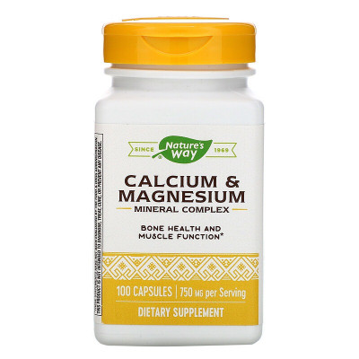 Кальцій та магній, Calcium & Magnesium Mineral Complex, Nature's Way, 750 мг, 100 капсул (250 мг у капсулі)