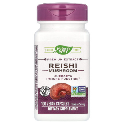 Гриб рейші лікувальний, Reishi, Nature's Way, стандартизований, 376 мг, 100 капсул