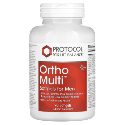 Мультивітаміни для чоловіків, Ortho Multi, Softgels for Men, Protocol for Life Balance, 90 гелевих капсул