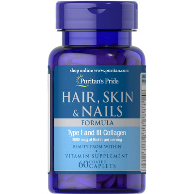 Формула для волосся, шкіри, нігтів, Hair Skin Nails Formula, Puritan's Pride, 60 каплет