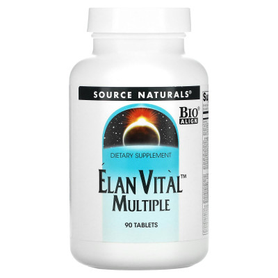Мультивітаміни, Elan Vital Multiple, Source Naturals, 90 таблеток