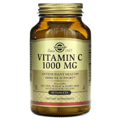Вітамін С, Vitamin C, Solgar, 1000 мг, 90 таблеток