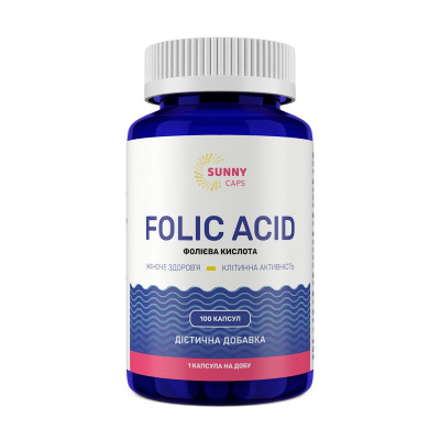 Фолієва кислота, Folic Acid Powerfull, Sunny Caps, 400 мкг, 100 капсул