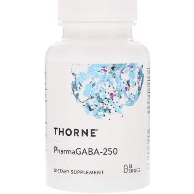 Гамма-аміномасляна кислота, PharmaGABA-250, Thorne, 60 капсул (250 мг на капсулу)