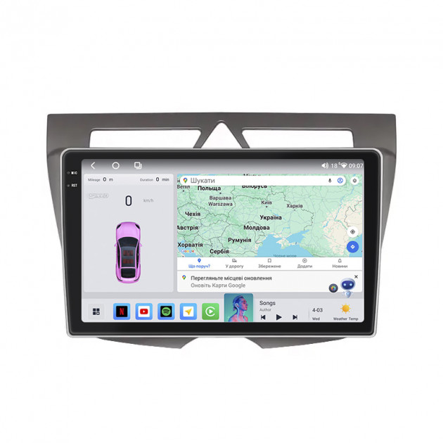 Штатная магнитола Lesko для Kia Picanto I Рестайлинг 2007-2011 экран 9" 4/64 QLED CarPlay 4G Wi-Fi GPS 360 Prime