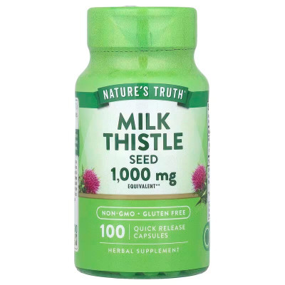 Розторопша, Milk Thistle Seed Extract, Nature's Truth, екстракт насіння, 1000 мг, 100 швидкодіючих капсул
