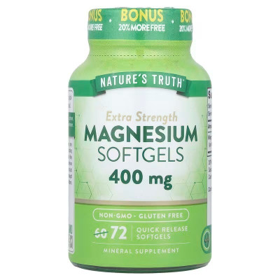 Магній, Magnesium, Nature's Truth, екстра сила, 400 мг, 72 гелевих капсул швидкого вивільнення