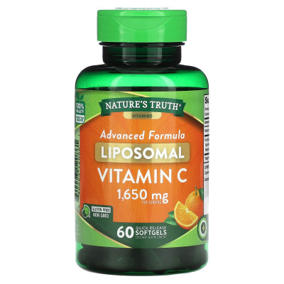 Вітамін С, Liposomal Vitamin C, Nature's Truth, ліпосомальний, 1650 мг, 60 гелевих капсул швидкого вивільнення (550 мг у капсулі)