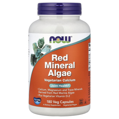 Червоні водорості, Red Mineral Algae, Now Foods, мінеральні, 180 вегетаріанських капсул