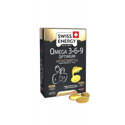 Омега-3-6-9, Omega-3-6-9 OPTIMUM blister, Swiss Energy, риб'ячий жир, олія насіння льону, олія примули, 30 гелевих капсул
