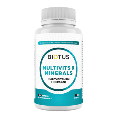 Мультивітаміни та мінерали, Multivits & Minerals, Biotus, 120 капсул