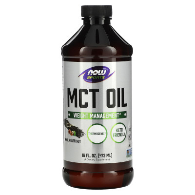 Масло МСТ для схуднення, MCT Oil, Now Foods, Sports, смак ванілі та лісового горіха, 473 мл