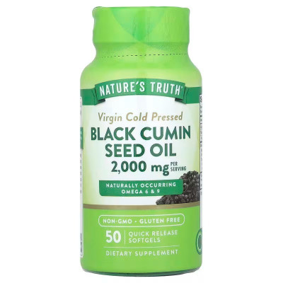 Олія насіння чорного кмину, Black Cumin Seed Oil, Nature's Truth, зі швидким вивільненням, 2000 мг, 50 капсул (1000 мг у кожній капсулі)