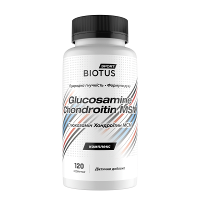 Глюкозамін, Хондроїтин, МСМ, Glucosamine, Chondroitin, MSM, Biotus, 120 таблеток