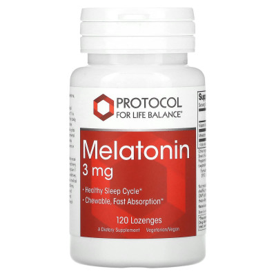 Мелатонін, Melatonin, Protocol for Life Balance, 3 мг, 120 льодяників
