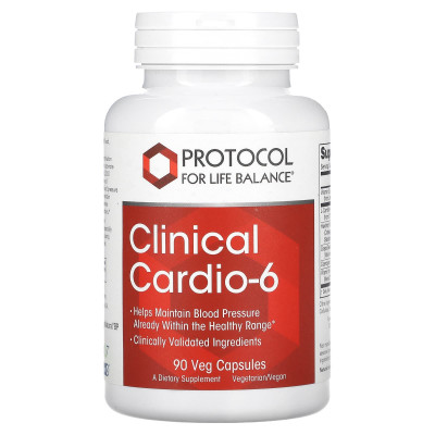 Підтримка здоров'я серцево-судинної системи, Clinical Cardio-6, Protocol for Life Balance, 90 рослинних капсул