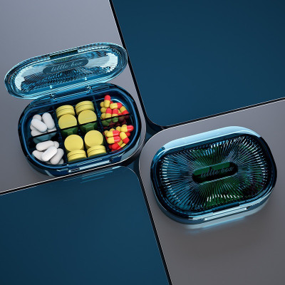 Органайзер для таблеток, Plastic Pill Organizer Waterproof Moisture-Proof, MEMOSAN, водонепроникний, вологостійкий, з 6 відділеннями, синій