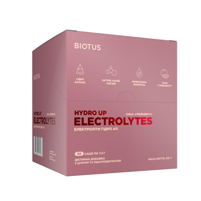 Електроліти Гідро Ап, Eloctrolytes Hydro Up, Biotus,  смак "Грейпфрут", 30 саше (219 г)