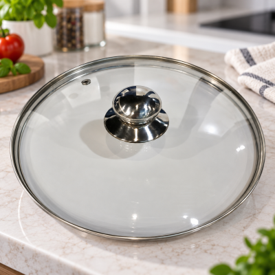 Стеклянная крышка с ручкой 30CM BN-1008 / Крышка для посуды