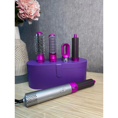 Стайлер + Коробка 5в1 HAIR BRUSH Styler для различных типов волос с функциями придания объема, выпрямления, укладки Фиолетовый