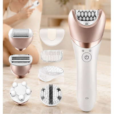 Женский эпилятор KM-7115 6-в-1 Multifunctional Ladies Care Kits / Универсальный беспроводной эпилятор + 6 насадок AND KM-7115