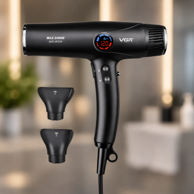 Фен VGR V 469 Black / Фен для волос профессиональный 2400 Вт / Фен с дисплеем
