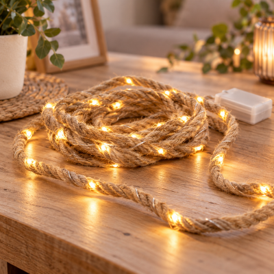 Декоративная LED-гирлянда Лалиброх 2 м, 40 LED / Канат-гирлянда, теплый белый свет, на батарейках, IP20 / Декор LED