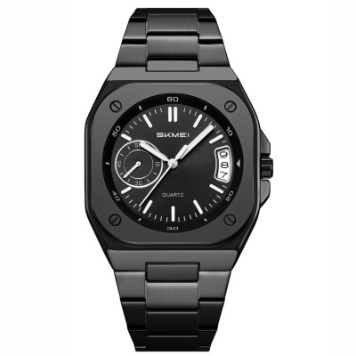 Чоловічий класичний годинник Skmei 2572BKBK Black-Black з металевим браслетом та мінеральним склом