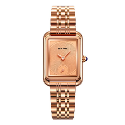 Жіночий наручний годинник Skmei 2670RG Rose Gold-Rose Gold з прямокутним корпусом та металевим браслетом