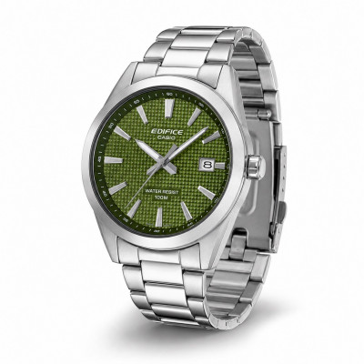 Чоловічий годинник Casio Edifice EFV-160D-3A з зеленим циферблатом та сталевим браслетом