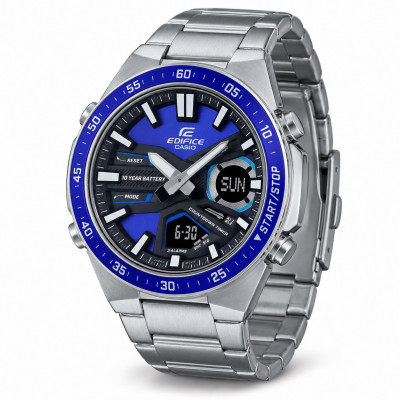 Чоловічий годинник Casio Edifice EFV-C110D-2A — сталевий корпус, 10 ATM та комбінований циферблат